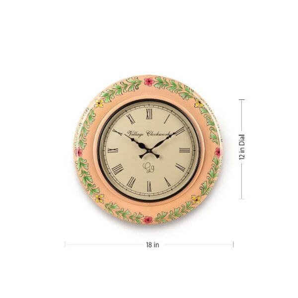 wall clock deco florals handpainted wall clock peach 4.jpg